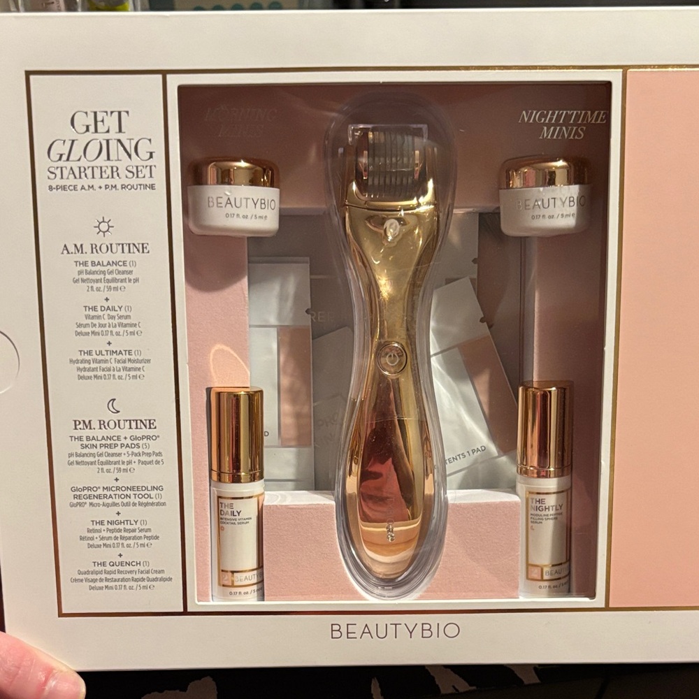 BeautyBio Get Glowing Starter Set - Rose Gold Micro-Needling Kit (Pink)